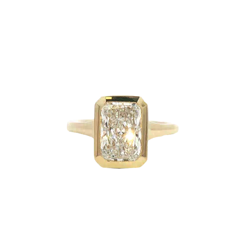 14K Gold Yellow Lab Grown Radiant Diamond Bezel Hidden Collar Engagement Ring - Lab-Grown 3.23 CTW Diamond