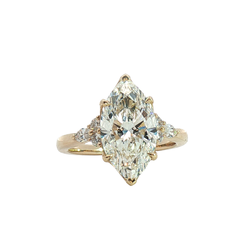 Elegant & Trendy 14K Yellow Gold 3.56 Carats Lab Grown Marquise Diamond Ring