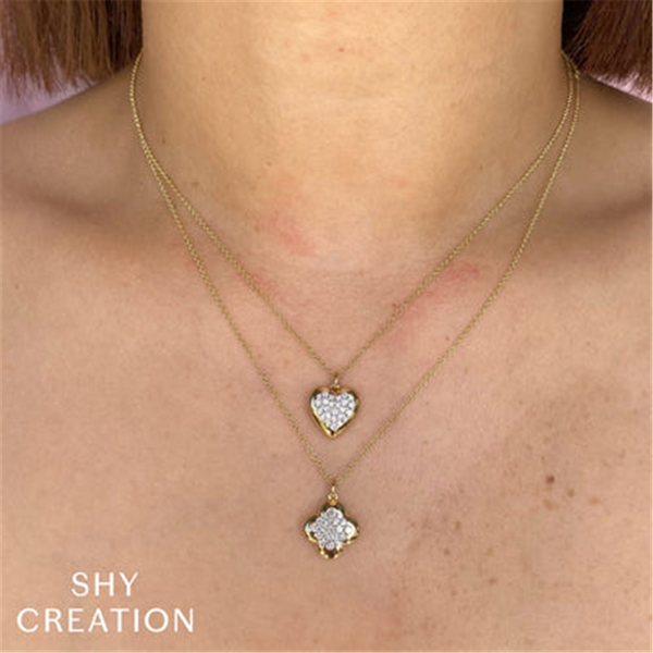 Elegant Diamond Necklaces 14K Yellow Gold 0.29 Carats Diamond Clover Necklace - 18 Inch