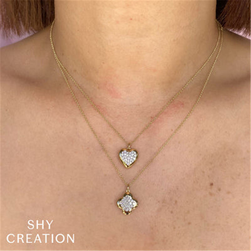 Elegant Diamond Necklaces 14K Yellow Gold 0.29 Carats Diamond Clover Necklace - 18 Inch