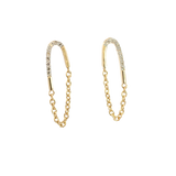 Classic & Contemporary 14K Yellow Gold 0.15 Carats Diamond Flexible Oval Dangle Earrings