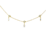 Yellow 18 Karat Gold 0.72 Carats Round & Baguette Diamond Choker Necklace