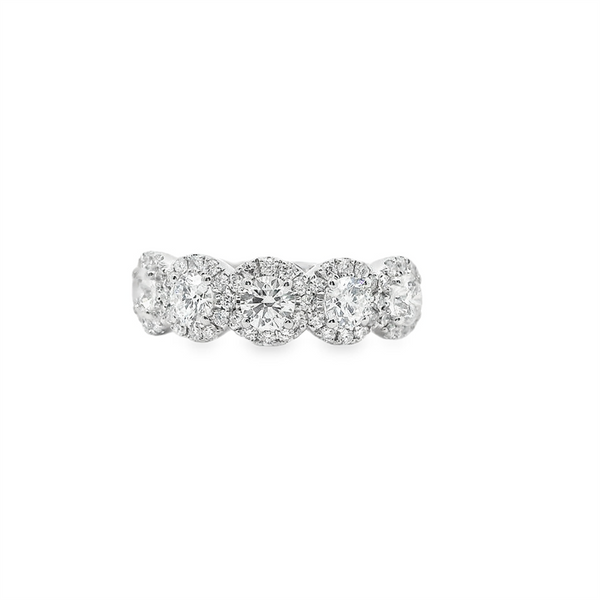 14K White Gold 1.50ctw Diamond Halo Stackable Anniversary Band