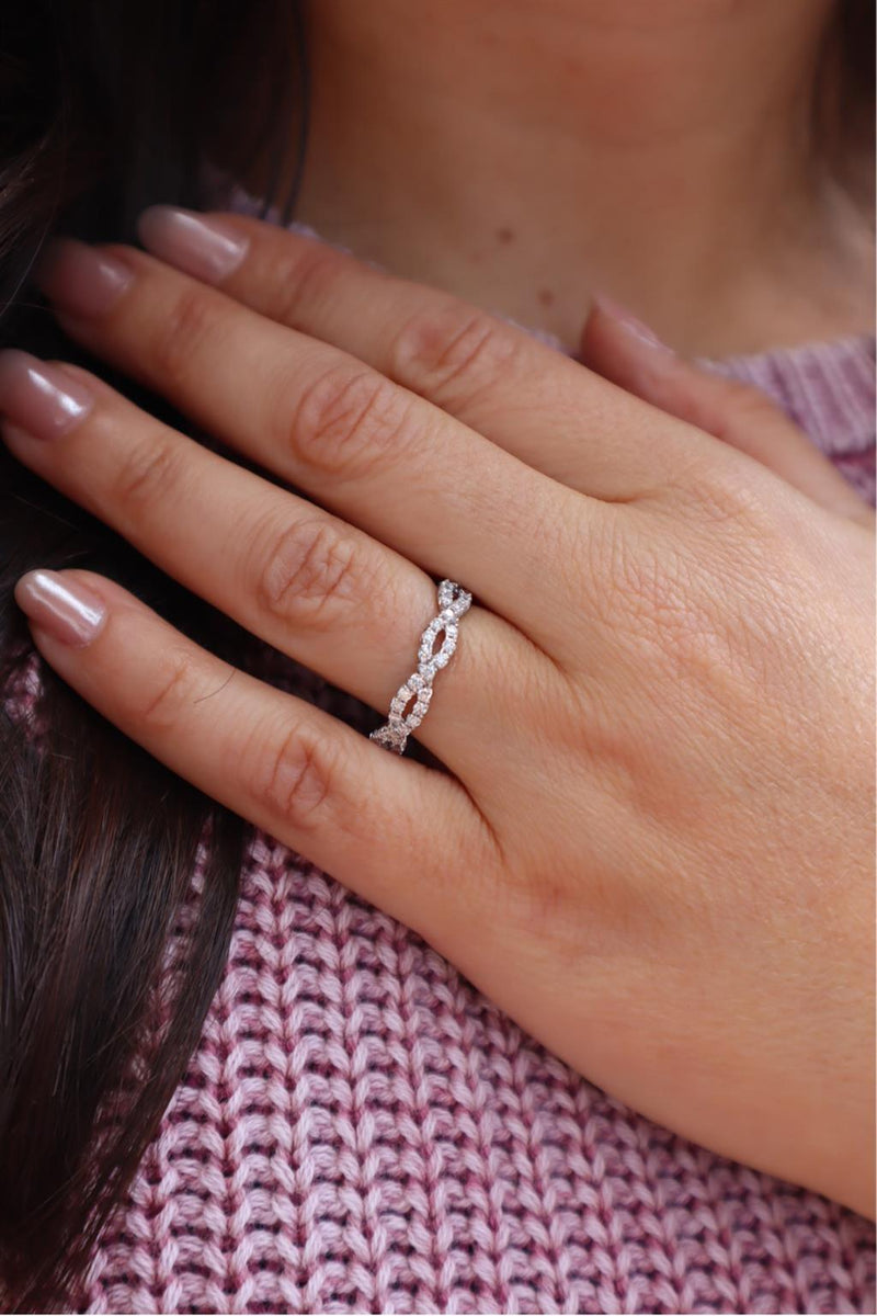 Elegant Diamond Bands 14K Gold White Stackable 0.57 Carats Diamond Anniversary Band