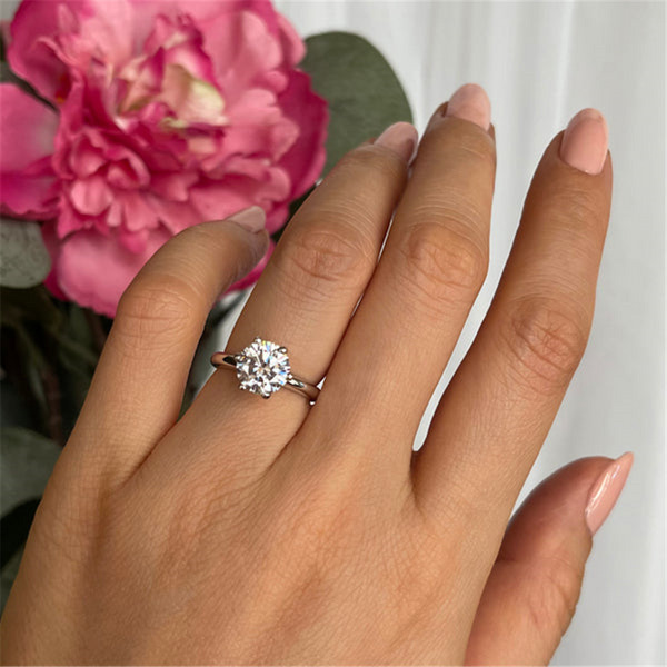 14K Gold White Estate Solitaire Round Diamond 6-Prong Engagement Ring - Approximately 1.25 CTW Diamond