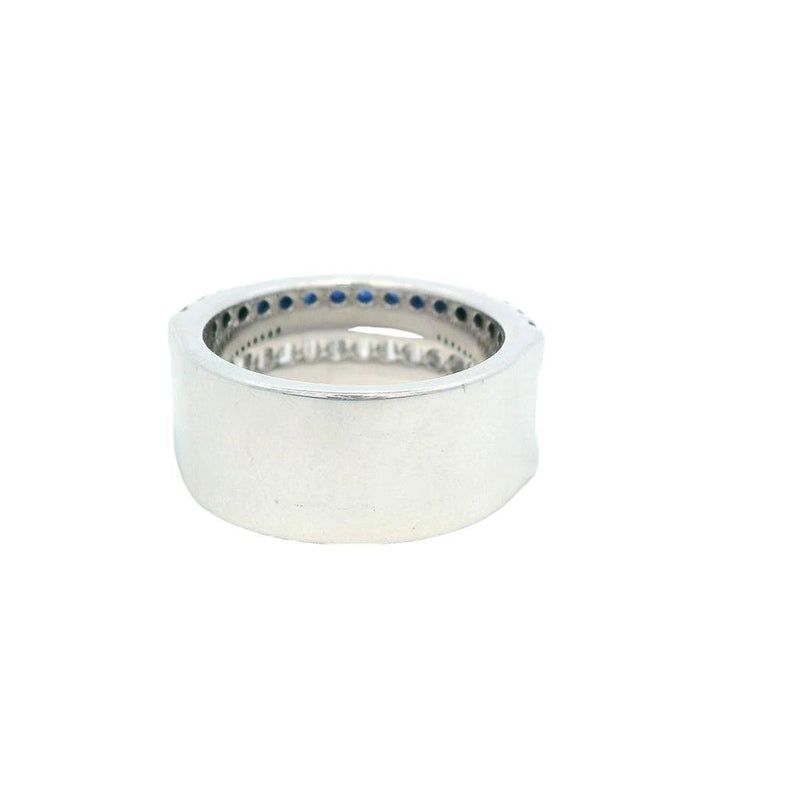 Bold & Elegant 14K Gold White Channel Set 1.41 Carats Baguette Diamond & 0.97 Carats Round Blue Sapphire Band