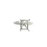 Elegant Diamond Mountings 18K White Gold Rectangular 10x8mm Semi Mount Engagement Ring - 0.67 Carats Diamond