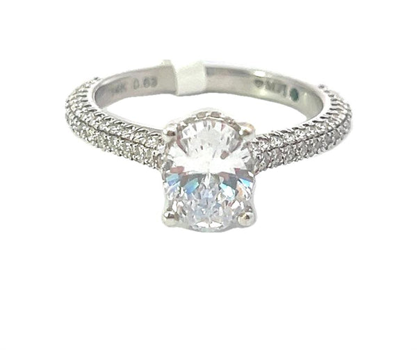White 14 Karat Gold 2.13 Carats Diamond Halo Semi-Mount Engagement Ring