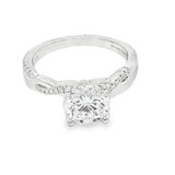Elegant Diamond Mountings 14K White Gold Round Cut Cubic Zirconium & 0.12 Carats Diamond Engagement Ring