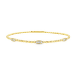 Sophisticated & Timeless Diamond Bracelets 14K Gold Yellow & Tiotanium 0.21 Carats Diamond & Milgrain Flexible Bangle Bracelet - 0.21 CTW, Size 6.75 Inch