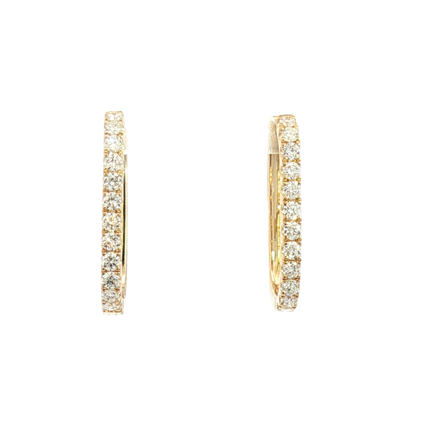 Classic & Contemporary 14K Yellow Gold 0.51 Carats Diamond Medium Oval Hoop Earrings