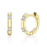 Classic & Contemporary 14K Yellow Gold 0.14 Carats Diamond Huggie Earrings