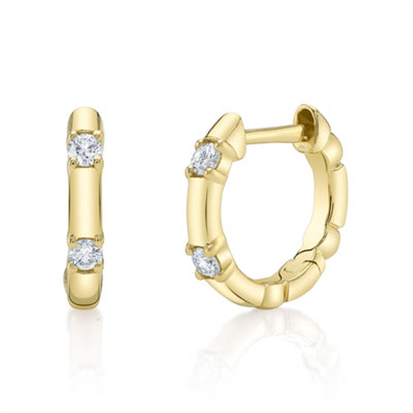 Classic & Contemporary 14K Yellow Gold 0.14 Carats Diamond Huggie Earrings