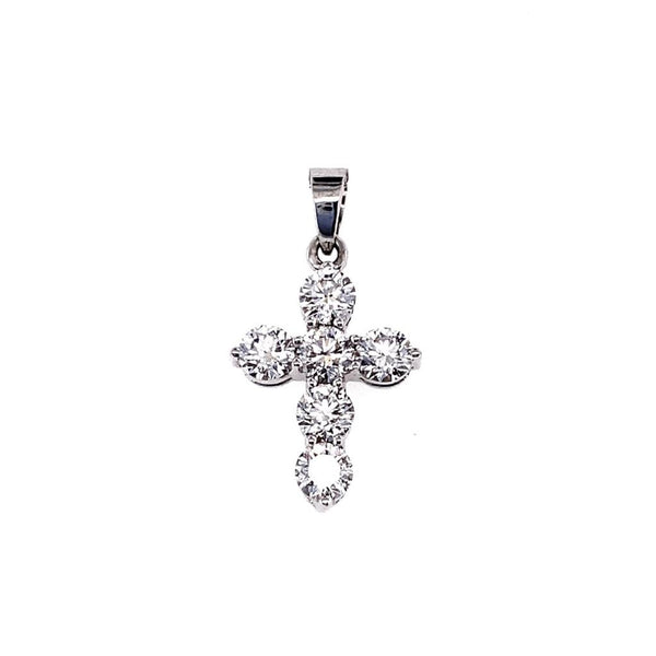 Elegant Diamond Necklaces & Pendants 18K Gold White 1.06 Carats Diamond Medium Cross Pendant