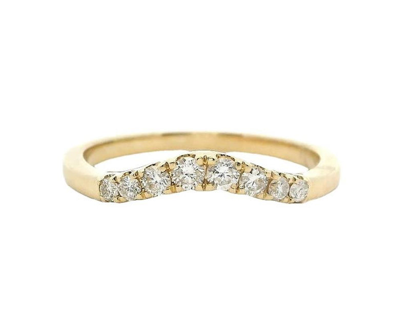 Elegant Diamond Bands 14K Gold Yellow Contoured 1/4 Carats Diamond Anniversary Band
