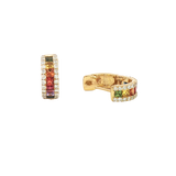 Vibrant Color Stone 18K Yellow Gold 0.75 Carats Multi Colored Fancy Sapphire & 0.32 Carats Diamond Huggie Earrings
