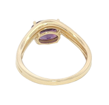 Bold & Elegant 14K Yellow Gold Oval Cut 2.0 Carats Amethyst & 0.10 Carats Diamond Contoured Split Band Ring - Diamond 2.1 Carats & Diamond 0.10 Carats