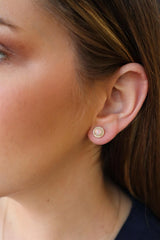 Vibrant Color Stone 14K Yellow Gold 1.00 Carat Opal & 0.16 Carats Diamond Halo Stud Earrings
