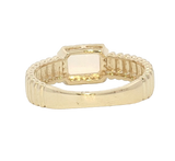 Bold & Elegant 14K Yellow Gold 0.70 Carats Opal & 0.10 Carats Diamond Halo Ribbed Ring