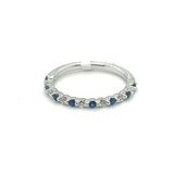 Bold & Elegant 14K Gold White Stackable Color Stone Fashion Rings - 0.17 Carats Blue Sapphire & 0.15 Carats Diamond Stackable Band