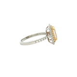 18K Gold Two-Toned Halo Emerald Cut Yellow Diamond Engagement Ring - 2.25 CTW Diamond