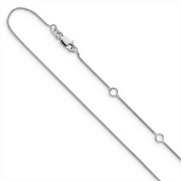 Elegant & Durable Designs 10K Gold White 0.80mm Baby Spiga Wheat Chain, 18 Inch Adjustable