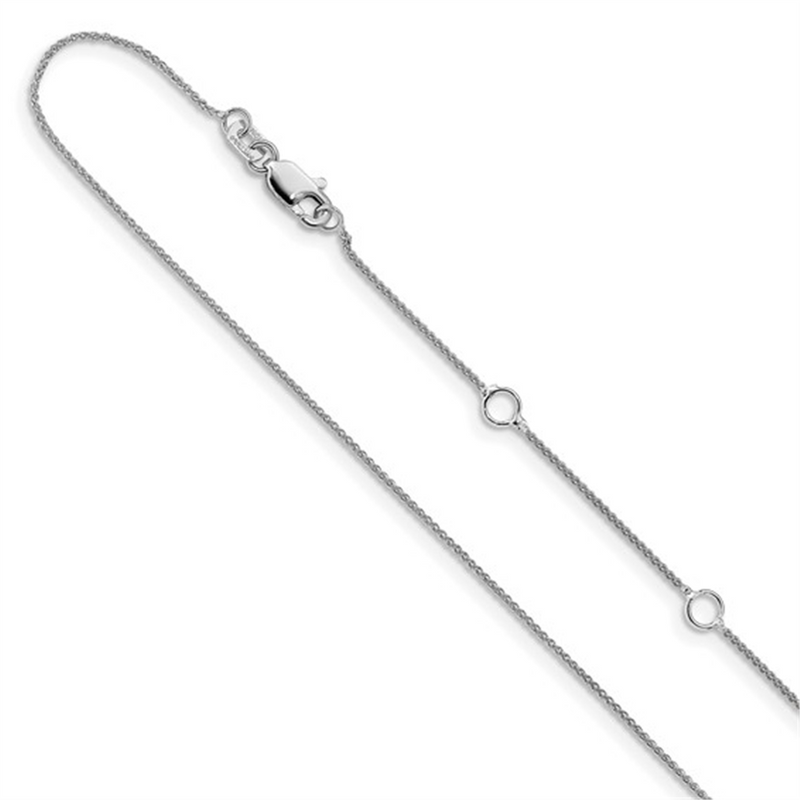 Elegant & Durable Designs 10K Gold White 0.80mm Baby Spiga Wheat Chain, 18 Inch Adjustable
