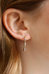 Classic & Contemporary 14K Yellow & White 0.11 Carats Diamond Oval Beaded Hoop Earrings