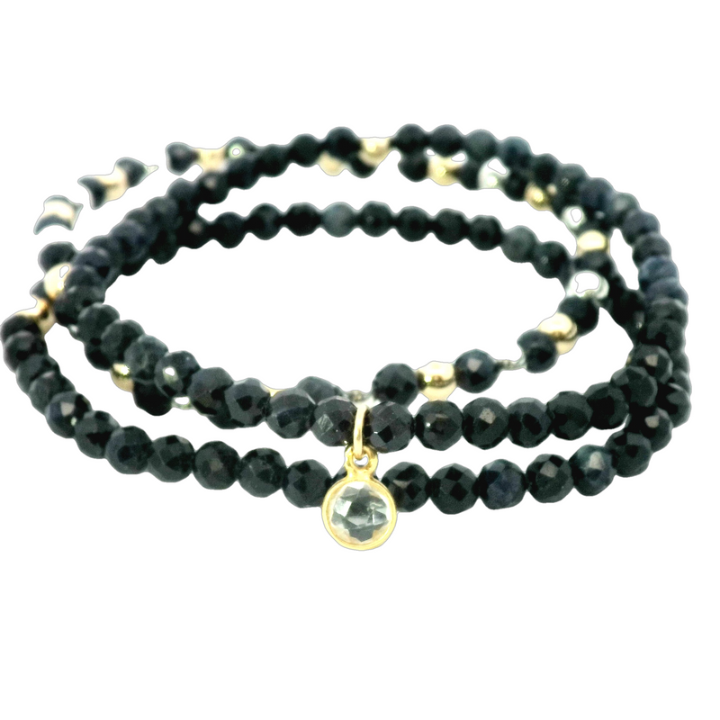 Two-Toned Sapphire Bead Bracelet Stack