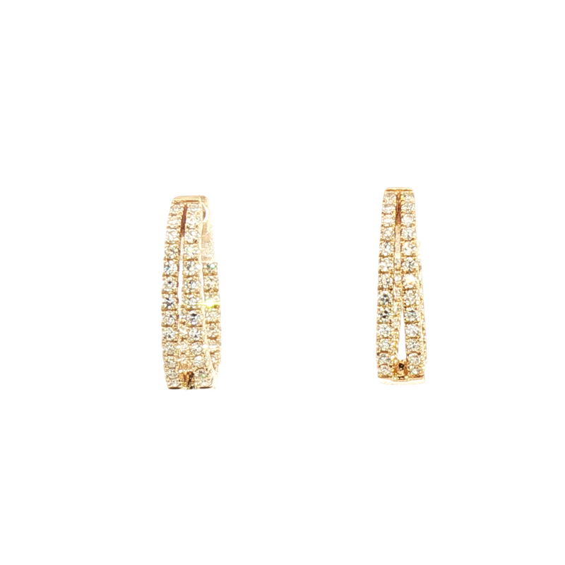 Classic & Contemporary 14K Yellow Gold 0.52 Carats Diamond Medium Oval Hoop Earrings