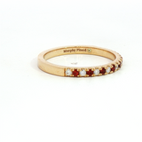MPJ Exclusive Bold & Elegant 14K Gold Yellow Stackable Color Stone January Birthstone Bands - Garnet 0.17 Carats & Diamonds 0.12 Carats