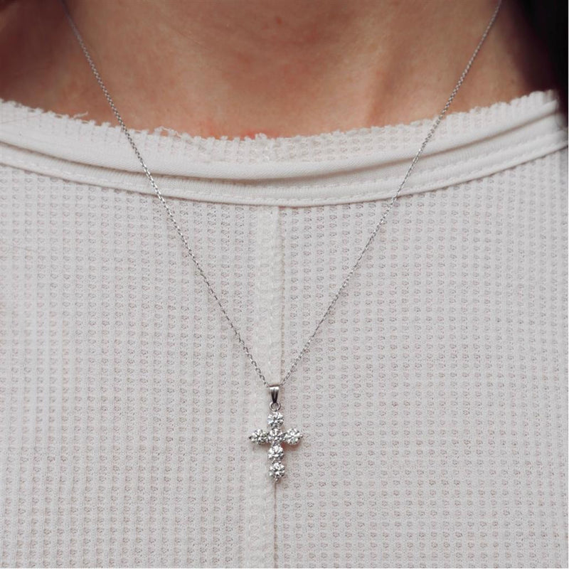 Elegant Diamond Necklaces & Pendants 18K Gold White 1.06 Carats Diamond Medium Cross Pendant