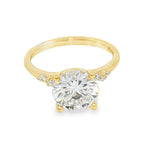 Elegant Diamond Mountings 14K Yellow Gold Round Cut Cubic Zirconium & 0.11 Carats Diamond Engagement Ring