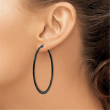 Black Stainless Steel Large Hoop Earrings
