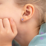 Sterling Silver Sparkle Star Opal Earrings With Screw Backs