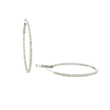 Classic & Contemporary 18K White Gold 1.23 Carats Diamond Inside Out 1 1/2 Inch Large Hoop Earrings