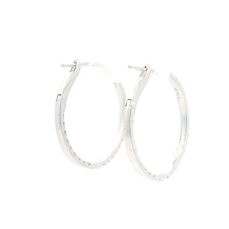 Classic & Contemporary 18K White Gold Inside Out 1.35 Carats Diamond Large Hoop Earrings