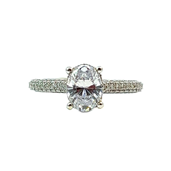 White 14 Karat Gold 2.13 Carats Diamond Halo Semi-Mount Engagement Ring