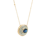 Vibrant Colored Stone Necklaces 14K Gold Yellow & White 1.26 Carats Sapphire & 0.44 Carats Diamond Necklace, 18 Inch