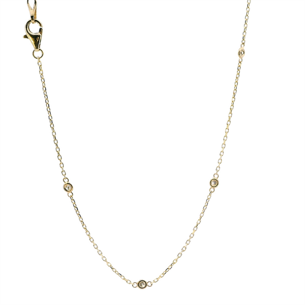 Elegant Diamond Necklaces 14K Gold Yellow 0.29 Carats Diamond Station Necklace - 18 Inch