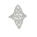 Elegant & Trendy 18K White Gold 0.58 Carats Diamond Art Deco Inspired Ring