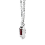Vibrant Colored Stone Necklaces 18K White Gold 1.37 Carats Ruby & 0.39 Carats Diamond Halo Necklace, 18 Inch