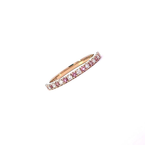 Murphy Pitard Exclusive Yellow 14 Karat Gold 0.15 Carats Pink Tourmaline & 0.14 Carats Diamond Stackable Band