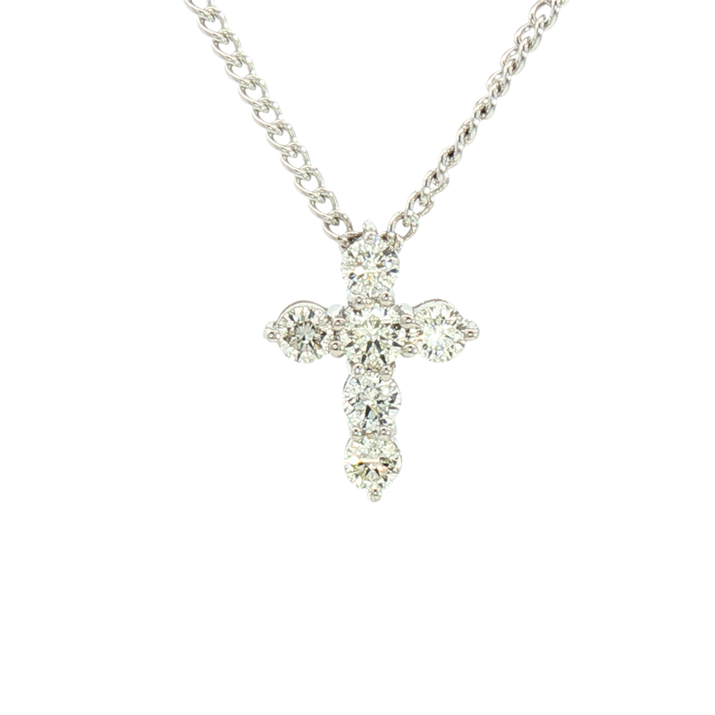 Elegant Diamond Necklaces & Pendants 14K White Gold White 0.46 Carats Diamond Cross Pendant
