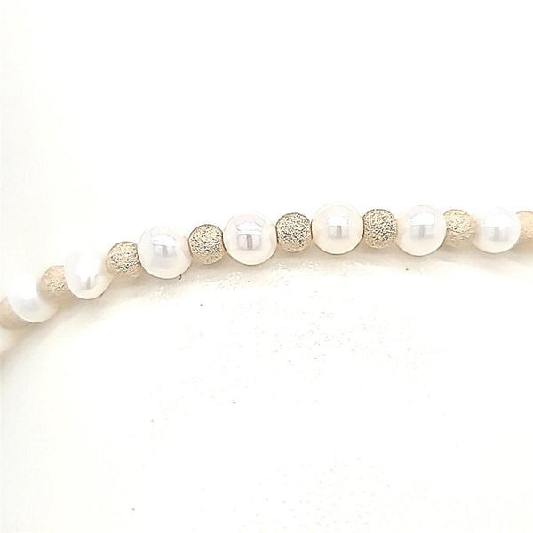 Yellow Gold Filled & Pearl Bead Bracelet -7.0 Inch