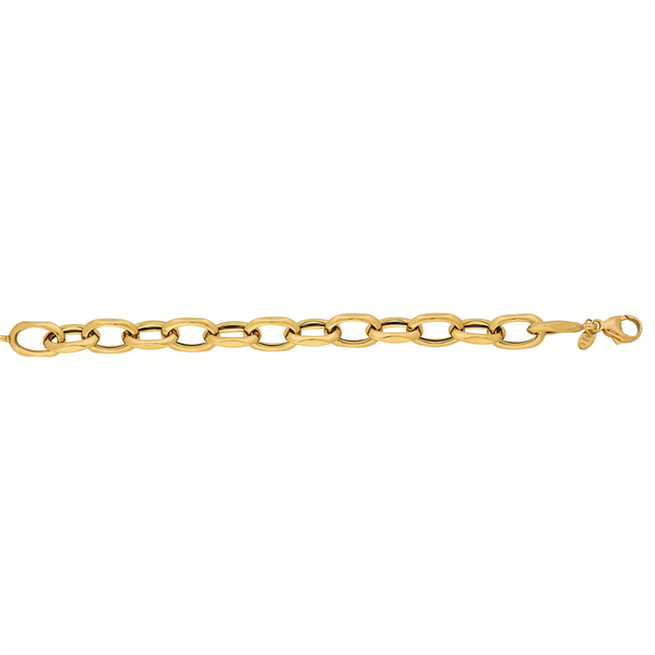 Elegant Precious Metal Brcelet 14K Gold Yellow Polished Oval Link Bracelet, 7.5 Inch