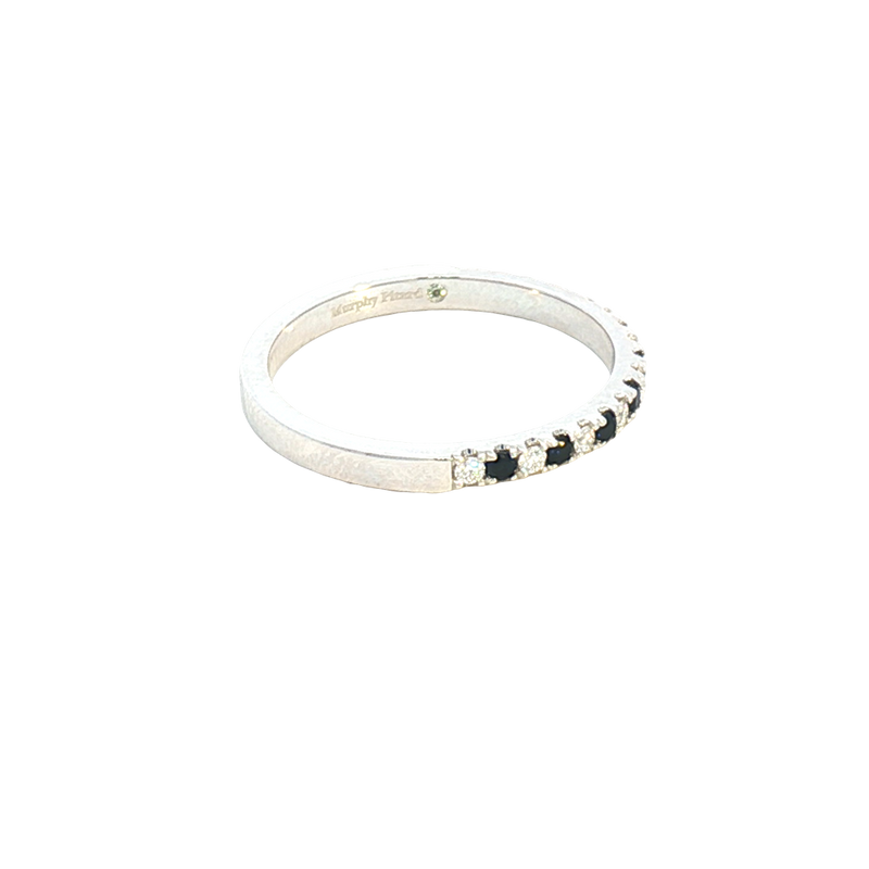 Bold & Elegant Color Stone Fashion Bands- MPJ Exclusive 14K White Gold Stackable Alternating 0.12 Carats Diamond & 0.16 Carats Blue Sapphire Ring
