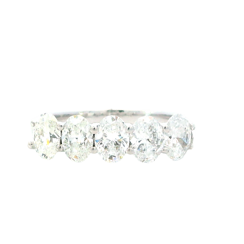 Elegant Diamond Bands 18K White Gold Oval Cut 1.58 Carats Diamond Band