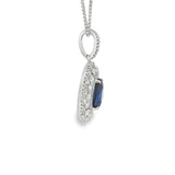 Elegant Diamond Necklaces & Pendants 18K Gold White 1.94 Carats Sapphire & 0.87 Carats Diamonds Halo Pendant Necklace - Inch