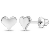 Sterling Silver Classic Polished Heart Earrings For Children
